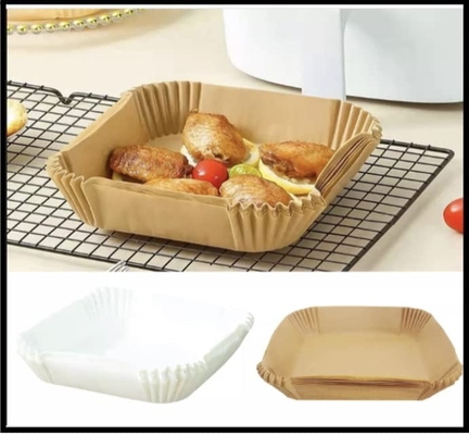 50pcs Square Disposable Air Fryer Paper Liner Heat Resistant Steamer Baking Non Stick Mat