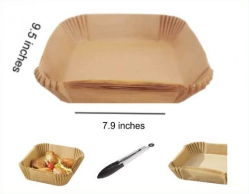 50pcs Square Disposable Air Fryer Paper Liner Heat Resistant Steamer Baking Non Stick Mat